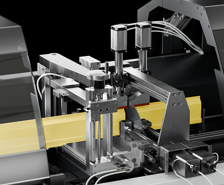 Automatica 700 Zona taglio con morse a ponte Emmegi