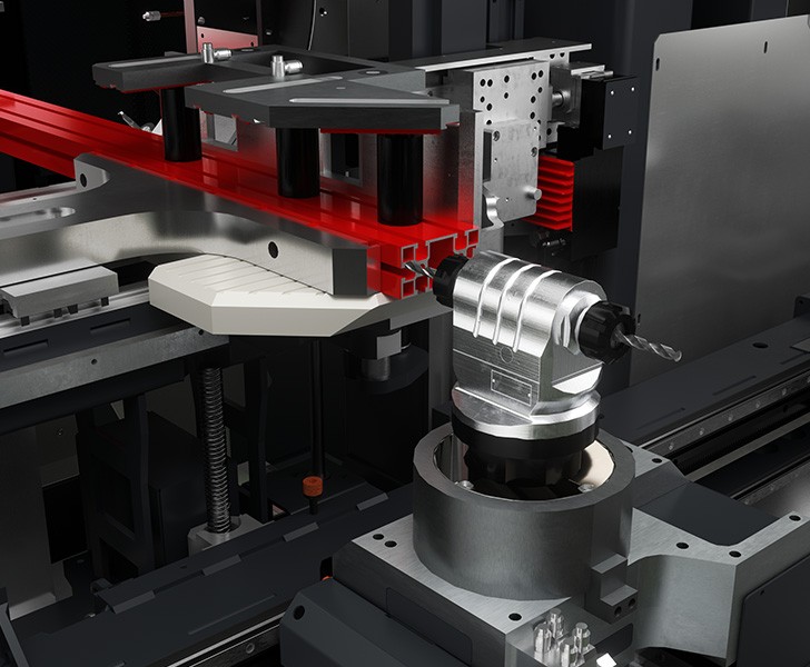 CNC machining centres + Quadra Drilling, milling and tapping module at the head and tail ends Emmegi