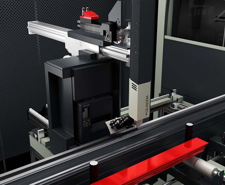 + Quadra Industrial printer with ALM au- tomatic positioning Emmegi