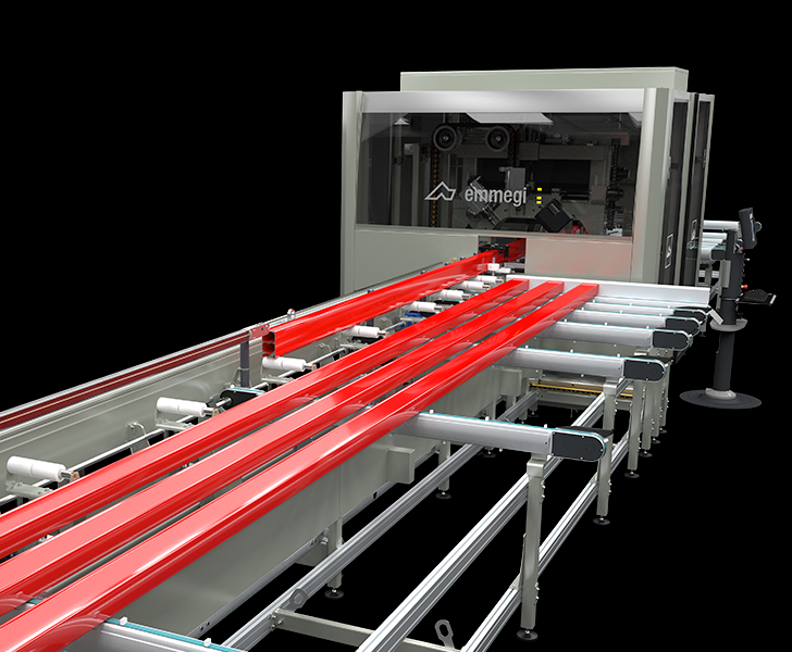 Aluminium Quadra L3 Automatische profielaanvoer en werkstukafvoer Emmegi